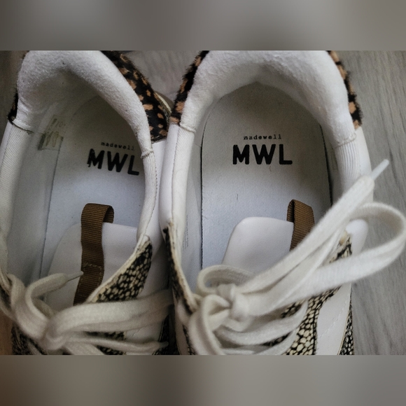 Madewell Kickoff Trainer Sneakers White, Black, Brown Calfhair 9.5 - Picture 5 of 14